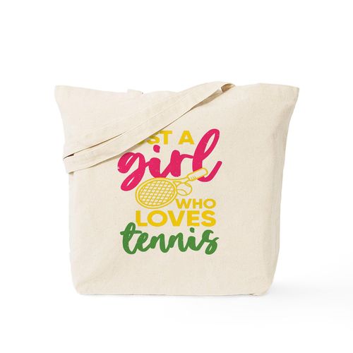 CafePress Tennis Girl Player Loves Tennis Racket Cu Tote Bag Reusable Natural Beige Canvas Shopping Bag