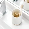iDesign 3 Divided Sections for Bathroom or Vanity-Matte White/Gold Toothbrush Holder