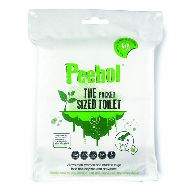 Peebol by SHEWEE – The Pocket-Sized Toilet – Rapidly Turns 1L of Urine into an Odourless & Solid Gel. Disposable Urinal Bag for Everyone. Festival,Camping,Car&Travelling Essentials – 1 Pack,White