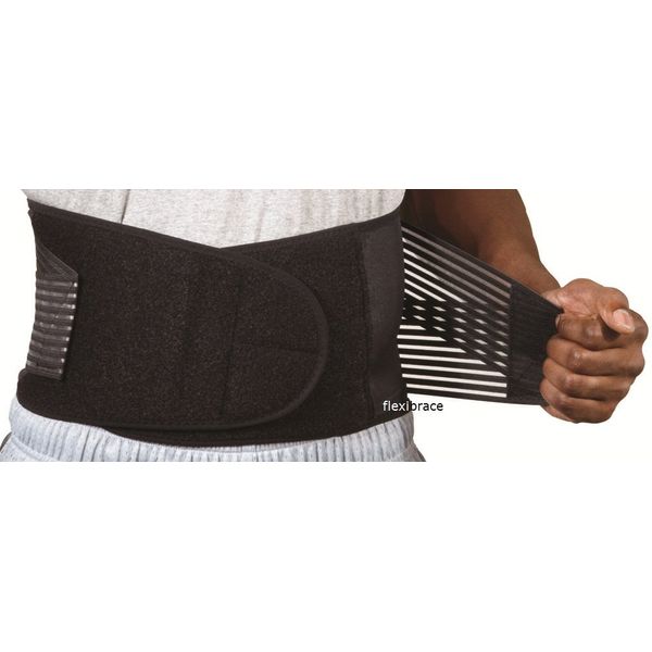 Flexibrace Back Support Brace Belt Lumbar Waist Double Adjust, Large
