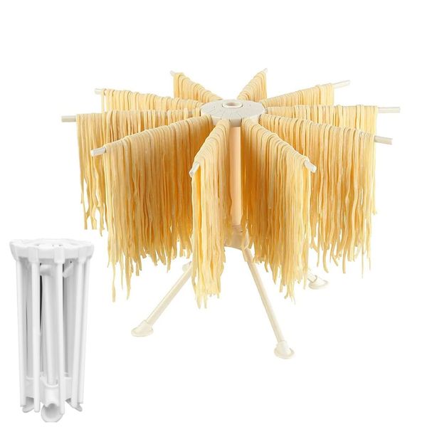 Bugucat Pasta Drying Rack Noodle Stand with 10 Bar Handles Collapsible,Spaghetti Dryer Rack,Spaghetti Household Noodle Dryer for Homemade Fresh Spaghetti, Easy Storage and Quickly Set Up