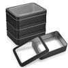 Qeapug 4 Pcs Small Tins with Lids, Rectangular Metal Containers with Lids for Key, Candy (Black)