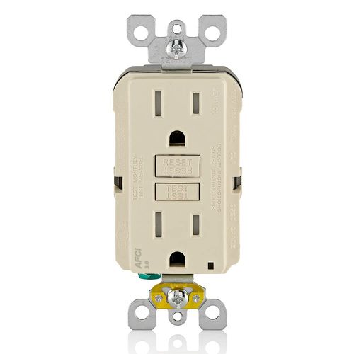 Leviton AFCI Outlet, 15 Amp, Self Test, Tamper-Resistant with LED Indicator Light, Protection from Electrical Fires, AFTR1-T, Light Almond