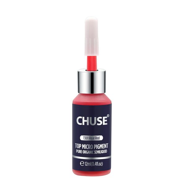 CHUSE T301 echte rote Microblading Micro Pigment Permanent Make-up Tattoo Ink kosmetische Farbe bestanden SGS, DermaTest 12 ml (0.4fl.oz)