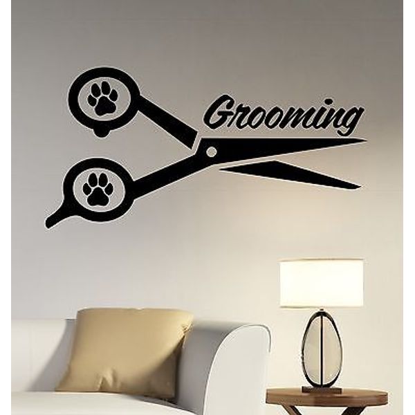 Pet Grooming Salon Logo Wall Decal Business Vinyl Window Sticker Office Decor p1