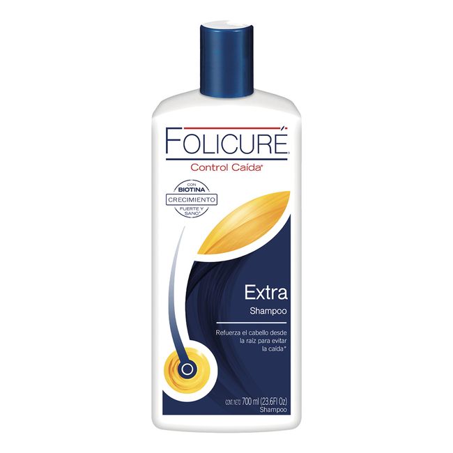 2 PACK!! FOLICURÉ EXTRA SHAMPOO CONTROL CAÍDA CON BIOTINA, CRECIMIENTO FUERTE Y SANO