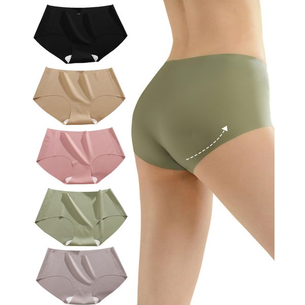 All of Me Seamless Panties, No Bite Down, Completely Non-Sewn, Soft, Low Rise, Comfortable Underwear, No Pants Line, All Seasons, Set of 5, A-5 colors