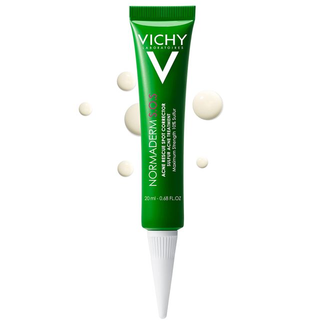 Vichy Normaderm S.O.S Acne Rescue Spot Corrector, Acne Spot Treatment for Face with 10% Sulfur, Niacinamide & Glycolic Acid, Blemish Remover and Pimple Cream to Reduce Breakouts for Sensitive Skin