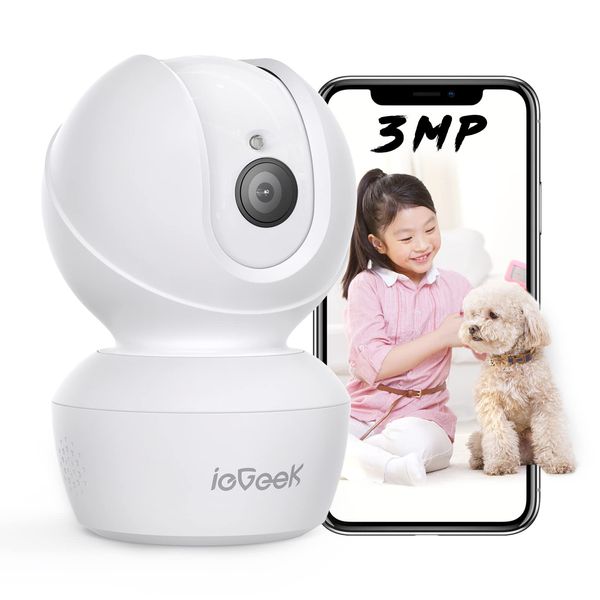 ieGeek 2023 Model 3 Megapixels, Indoor Security Pet Camera, Automatic Tracking, Surveillance Camera, 1536P, Pet Answering Machine, Surveillance Camera, Remote Control, Two-Way Audio, Motion Detection,