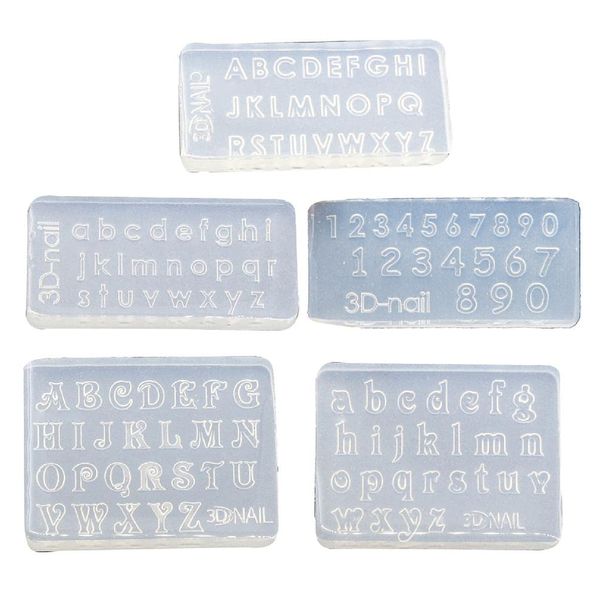 3D Letters and Numbers Nail Art Mold Silicone Combination Decorative Mold Nail Art Making Tool Silicone Carving Mould Nail templates for Nail Art