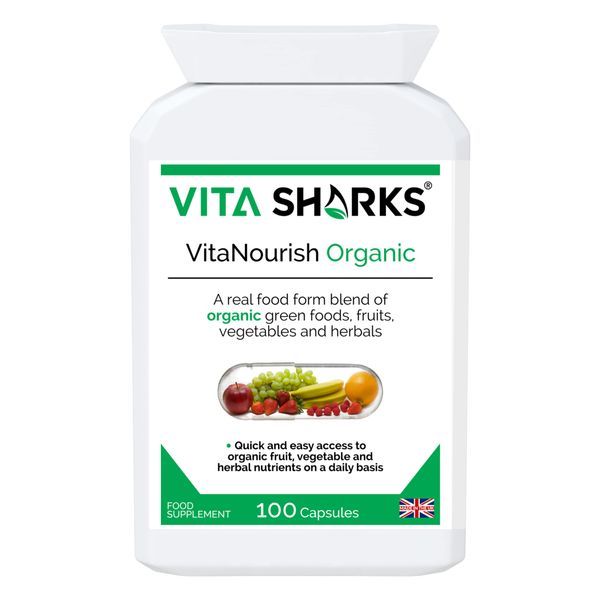 VitaNourish Organic. Nutrient-Dense Potent Vegan Whole Food Supplement for Total Immunity. Essential Vitamins & Minerals from 100% Organic Kosher Fruit, Vegetable & Herbal Blend