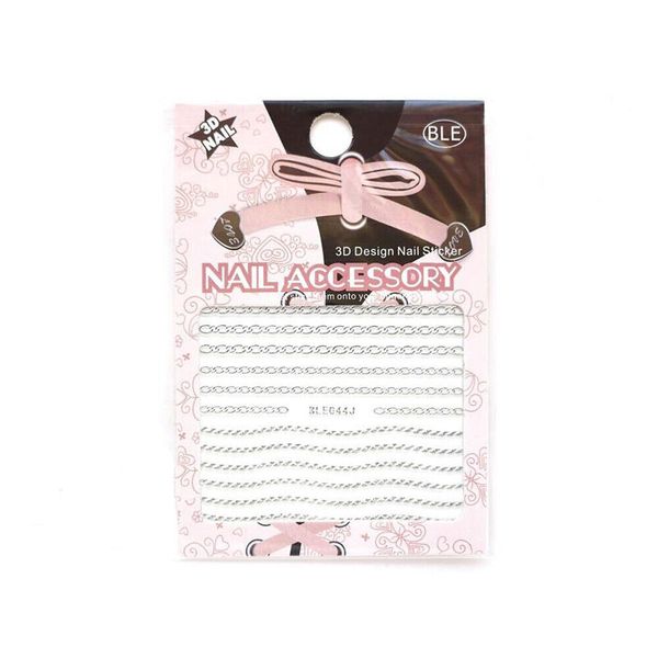 Nail Art 3D Decal Stickers silver Chain Line BLE044J