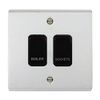 Polished Chrome Customised Kitchen Grid Switch Panel with Black Switches - 2 Gang