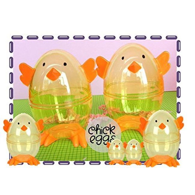 Clear Chick Shaped Easter Eggs 3 Fillable Treat Containers