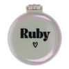 Ruby - Girls Pearlescent White Compact Folding Pop Out Hairbrush With Mirror, Personalised With A Ruby Decal