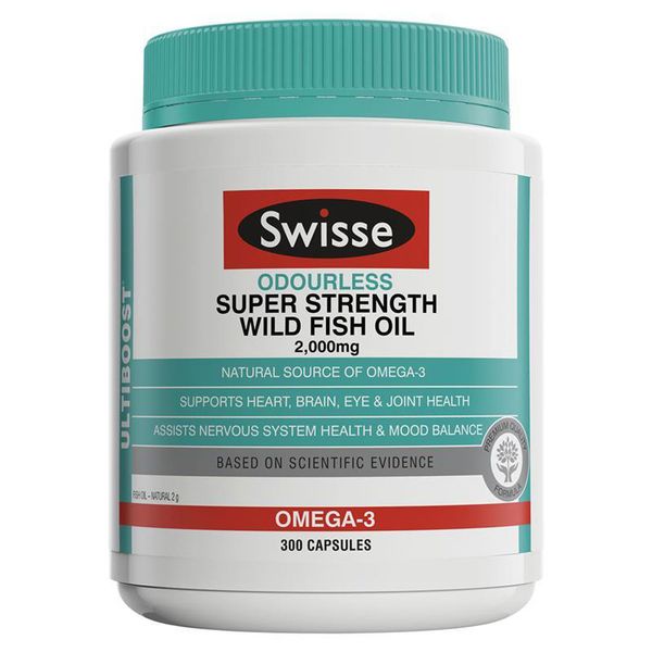 Swisse Ultiboost Odourless Super Strength Wild Fish Oil 2000mg 300 Capsules, 1 Count See Details