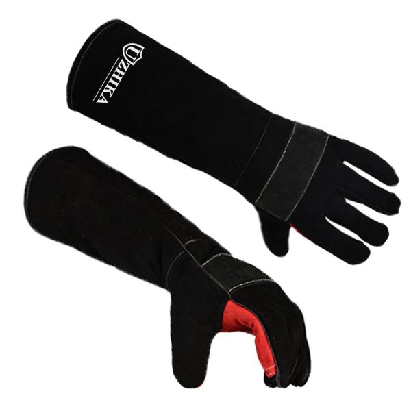 Uzhika Animal Handling Glove Anti Scratch Protective Gloves for Training Dogs Cat Bird Snake Parrot Lizard Wild Animals Reptiles - Bite Resistant Gloves(Black)