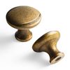 Yanxia Antique Brass Cabinet Handles, Rustic Refinement Drawer Pulls for Kitchen, Cabinet Hardware for Bedroom, 1-1/4 Inches Diameter Knobs, 6 Pack
