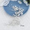 Handcess Bride Wedding Crystal Headband Silver Flower Pearl Headpiece Leaves Rhinestone Bridal Hair Accessories for Women and Girls (Silver)