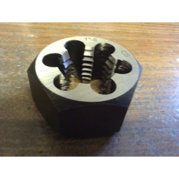 1"-8 CARBON STEEL HEXAGONAL RE-THREADING DIE