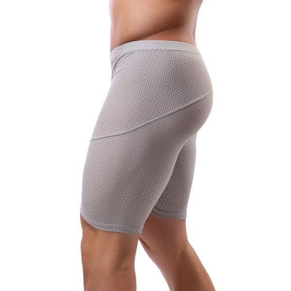 Linemoon Mens Tight Yoga Workout Shorts Mesh Gym Training Shorts Gray Small