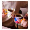 Raspberry Blossom Set of 2 Check and Star Patterned Mugs