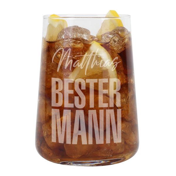 Herz & Heim® Longdrinkglas 430ml mit Gravur personalisiert (Bester Mann)