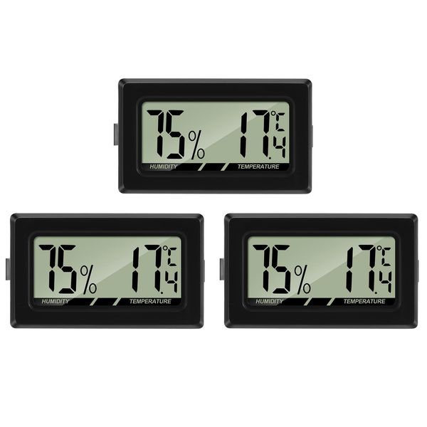 Thlevel LCD Digital Thermometer Hygrometer Temperature Humidity Meter Gauge Thermometer for Greenhouse, Cars, Home, Office (3PCS)