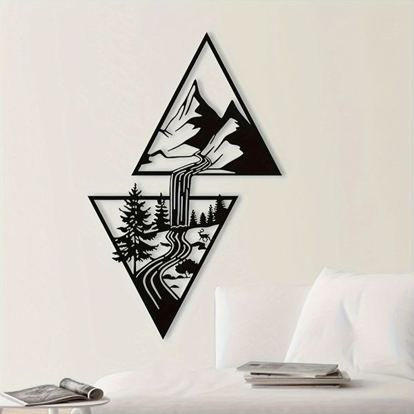 Mountain View Metal Wall Art Decor for Home Garden Living Room Large size