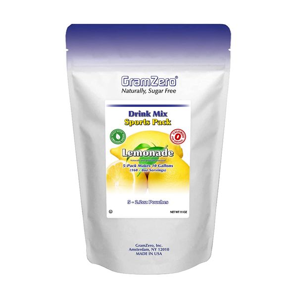 GramZero Lemonade Sugar Free Drink Mix Sports Pack, Great For Nutrition Club Loaded Teas, Low Calorie, Stevia Sweetened