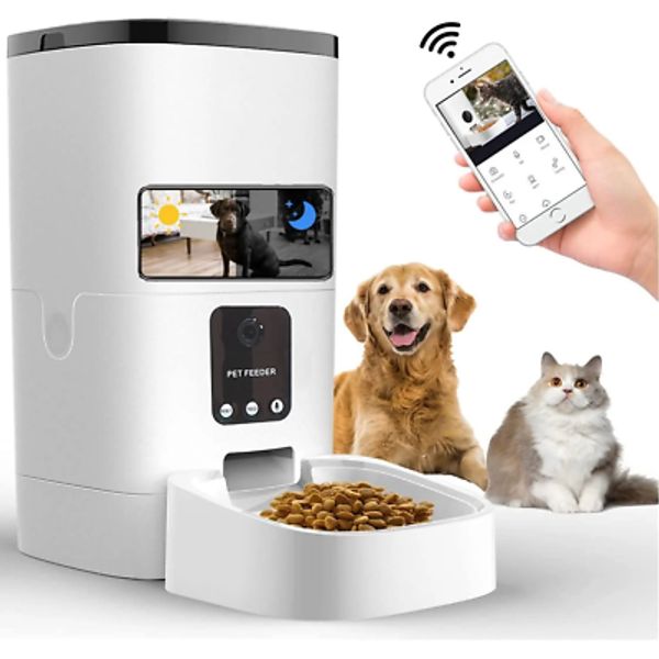 Automatic Pet Feeder, Pet Feeder for Cats and Dogs,1080P Camera,Voice Recorder