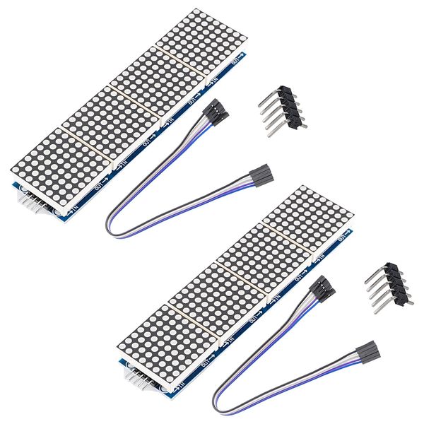 A-DIGISHUO 2pcs MAX7219 Dot Matrix Module LH Control Microcontroller Module 4-in-1 Display Send 5P Wire 8x8 Dot Matrix LED Module Four in One Dot Matrix Display for Microcontroller with Dupont wire