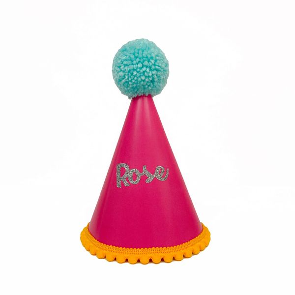 Any Name Personalised Bright Party Hat - Multiple Colour Choices Available