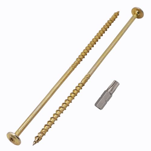 (Pack of 20 pcs) Galvanized Steel 6.0 x 200 mm Yellow Wood Screws, Torx Head, Wafer Head, Timber Screws, Partially Threaded (20, 6.0 x 200 mm)