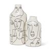 Abbott Collection 27-PABLO-296 Large Vase with Faces, White/Black