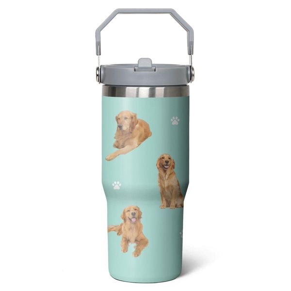 Caiibaoob Golden Retriever Tumbler for Golden Retriever Owners, 30oz Stainless Steel Vacuum Insulated Water Bottle (Golden Retriever-Seaform)