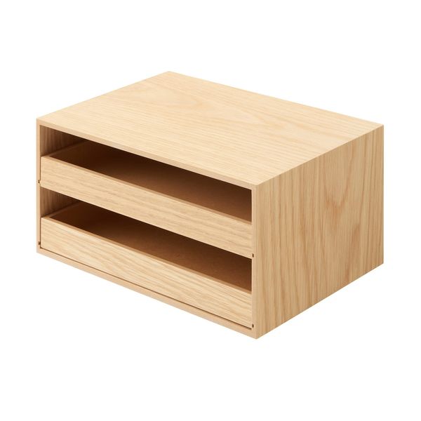 Muji 44310229 Wooden Tray Storage, 2-Drawer, W x D x H: Approx. 9.9 x 6.7 x 5 inches (25.2 x 17 x 12.6 cm)