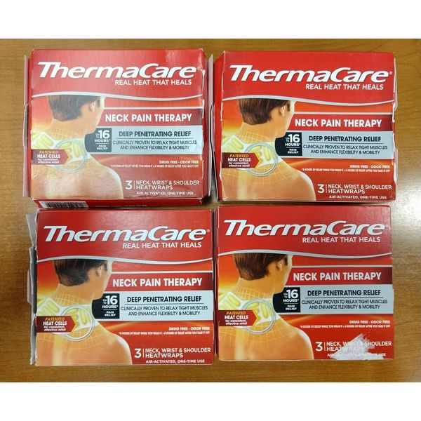 4 Boxes: ThermaCare Portable Heating Pad Neck/Shoulder Relief (Exp. 12/24) - E2D