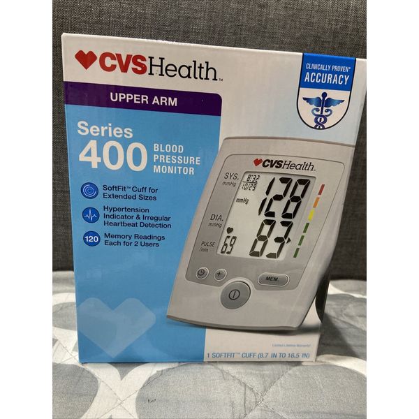 CVS HEALTH SERIES 400W AUTOMATIC Upper Arm BLOOD PRESSURE MONITOR-NEW SEALED