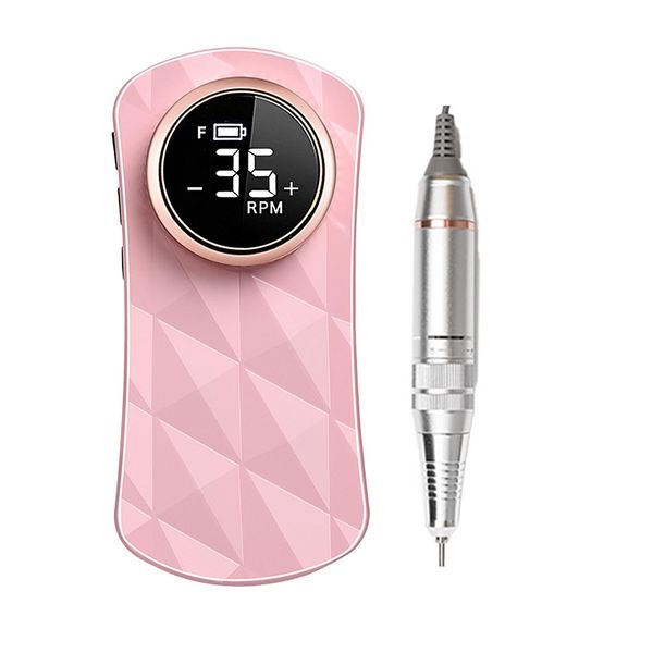 Lvpradior Portable Electric Nail Drill Machine,35000RPM Manicure Pedicure Tools E File Nail Drill with 6Pcs Nail Drill Bits and 26Pcs Sanding Bands,for Acrylic Nails,Gel Nails, Home Salon Use (Pink)