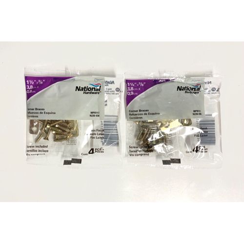 (Lot of 2) N236-038 National Hardware (8 PCS) 1 1/2" x 3/8" Flat Corner Braces