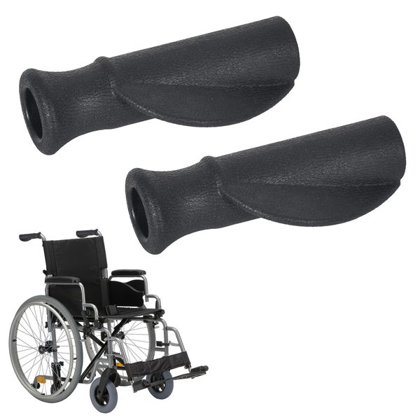 Pack of 2 Comfort Rollators Handles, Ergonomically Shaped, Rubber Handles, Rollator Handle, Rollator Holder, Right and Left, Hand Grip for Mobility Aid, Diameter 22 mm, Black (A)