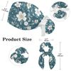 Scrub Caps Women with Button,Adjustable Surgical Caps with Ponytail Pouch,Flowers Vector Pattern Desing Working Cap with Bow