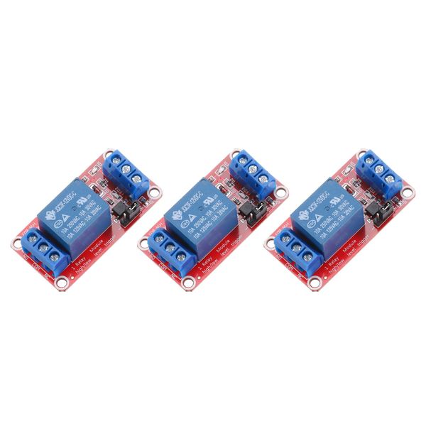 sourcing map 3 Pcs DC 12V 1 Channel Relay Module High or Low Level Trigger for Electronics Industrial Home Automation