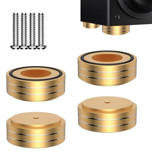 Viborg HiFi Speaker Spikes Isolation Stand Feet Pads 58x22MM, 4X Speaker Floor Protector Shock Absorber with Rubber Ring and Mounting Screws(M4*0.7) for AMP Turntable DAC Recorder