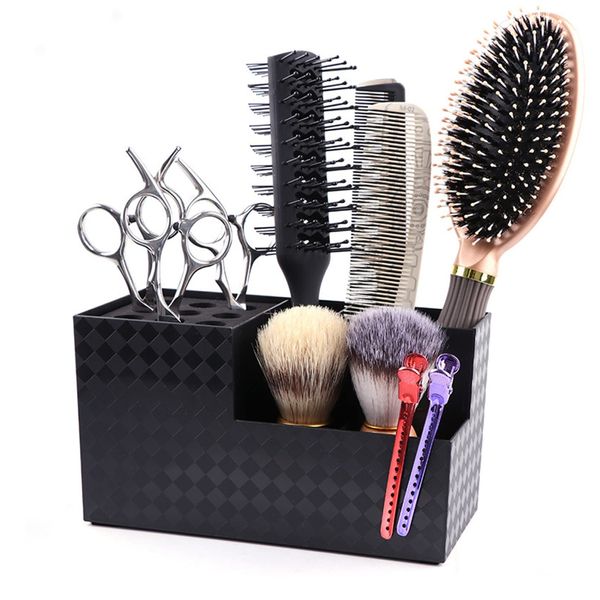 NOELAMOUR Scissor Stand, Hairdresser, Scissor Cube, Trimmer, Scissors Holder, Brush Holder, Storage Case (Black)