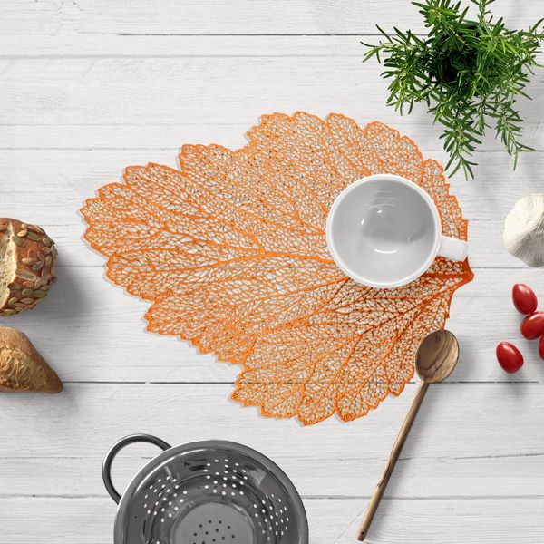 Leaf Cut Out Vinyl Placemats - Set of 6 - Rose Gold