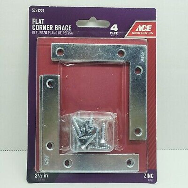 ACE Flat Corner Brace Zinc   4 Pack  3-1/2" x 5/8"     #5291224