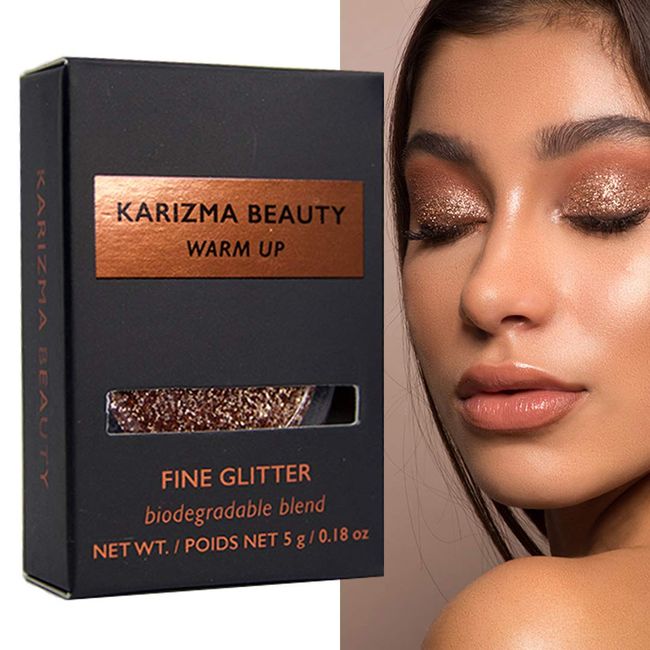 Warm Up Glitter Eyeshadow Biodegradable // Karizma Beauty Rose Gold Bio Glitter Eco Glitter Face Glitter Loose Eyeshadow