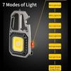 Cob Keychain Work Rechargeable Flashlight 7 Modes,Magnet Camping, Fishing,repair